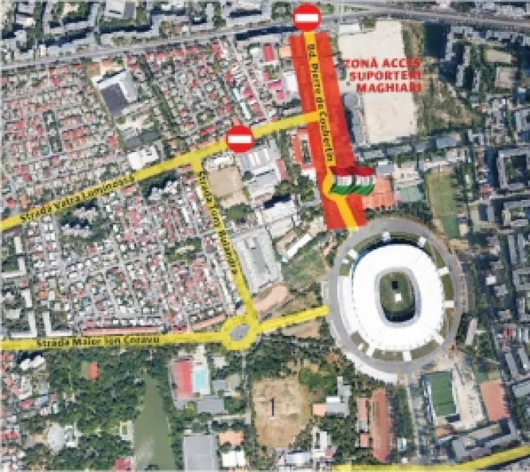 Bulevardul Pierre de Coubertin va fi inchis in ziua meciului Romania - Ungaria si va fi transformat in loc de campare pentru fanii oaspeti
