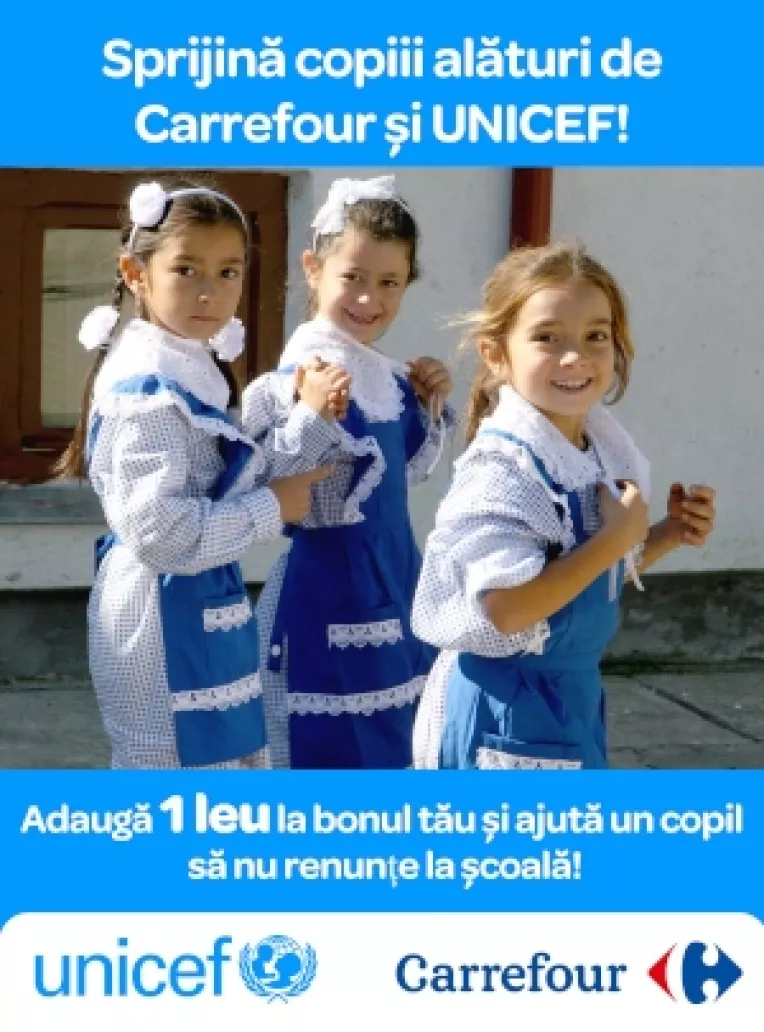 UNICEF si Carrefour ajuta copiii sa mearga la scoala